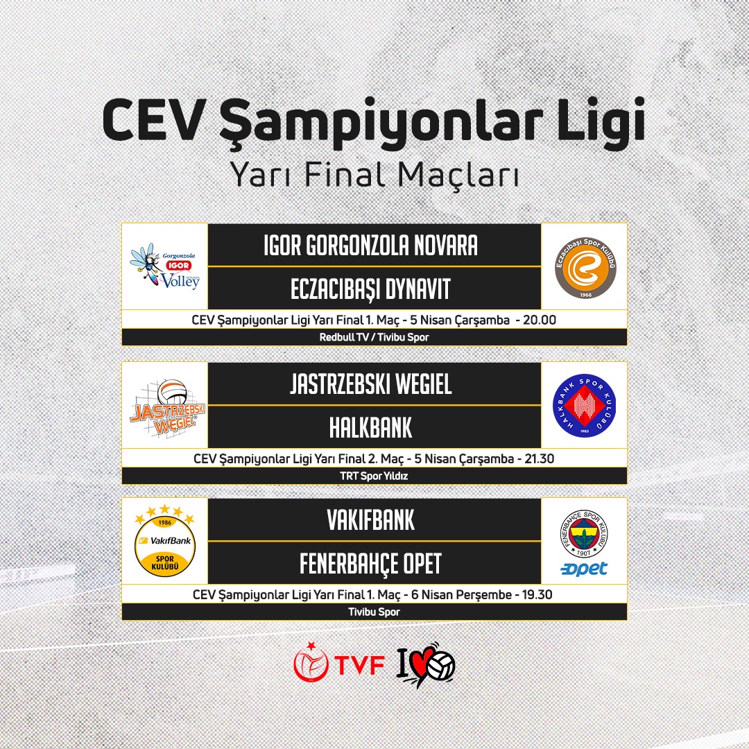 Temsilcilerimiz, CEV Şampiyonlar Ligi’nde Yarı Finalde Sahaya Çıkacak