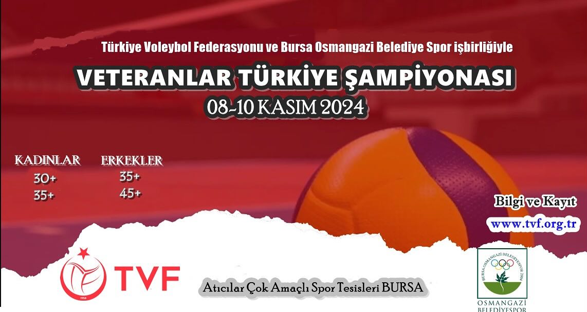 Veteranlar Voleybol Turnuvası 8-10 Kasım'da Bursa'da